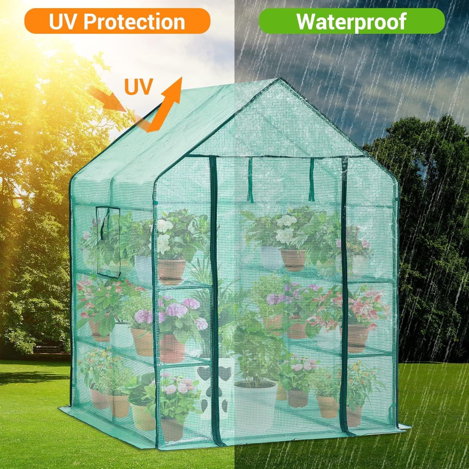 Greenhouse for Outdoors with Durable PE Cover