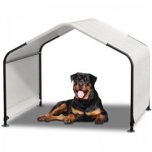 Outdoor Dog House with Sturdy Steel Frame & Ground Nails