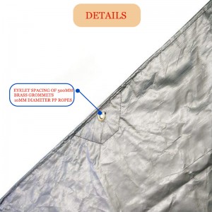600GSM Heavy Duty PE Coated Hay Tarpaulin for Bales the brass grommets and 10mm diameter PP ropes-detail picture