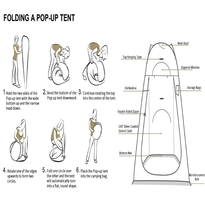 Wholesale Portable Camping Privacy Changing Shelter With Storage Bag For Outdoor Shower-set up and storage