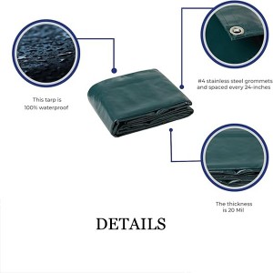 Forest Green Heavy Duty PVC Tarp Heavy Duty PVC Tarp is crafted from 100% PVC coated polyester scrim which is incredibly strong and durable enough for messy, complicated jobs. This tarp is 100% waterproof, puncture-free, and won’t be torn easily.