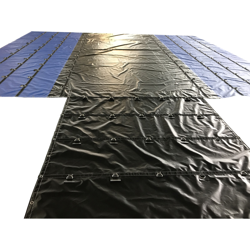 24’*27’+8′x8′ Heavy Duty Vinyl Waterproof Black Flatbed Lumber Tarp Truck Cover